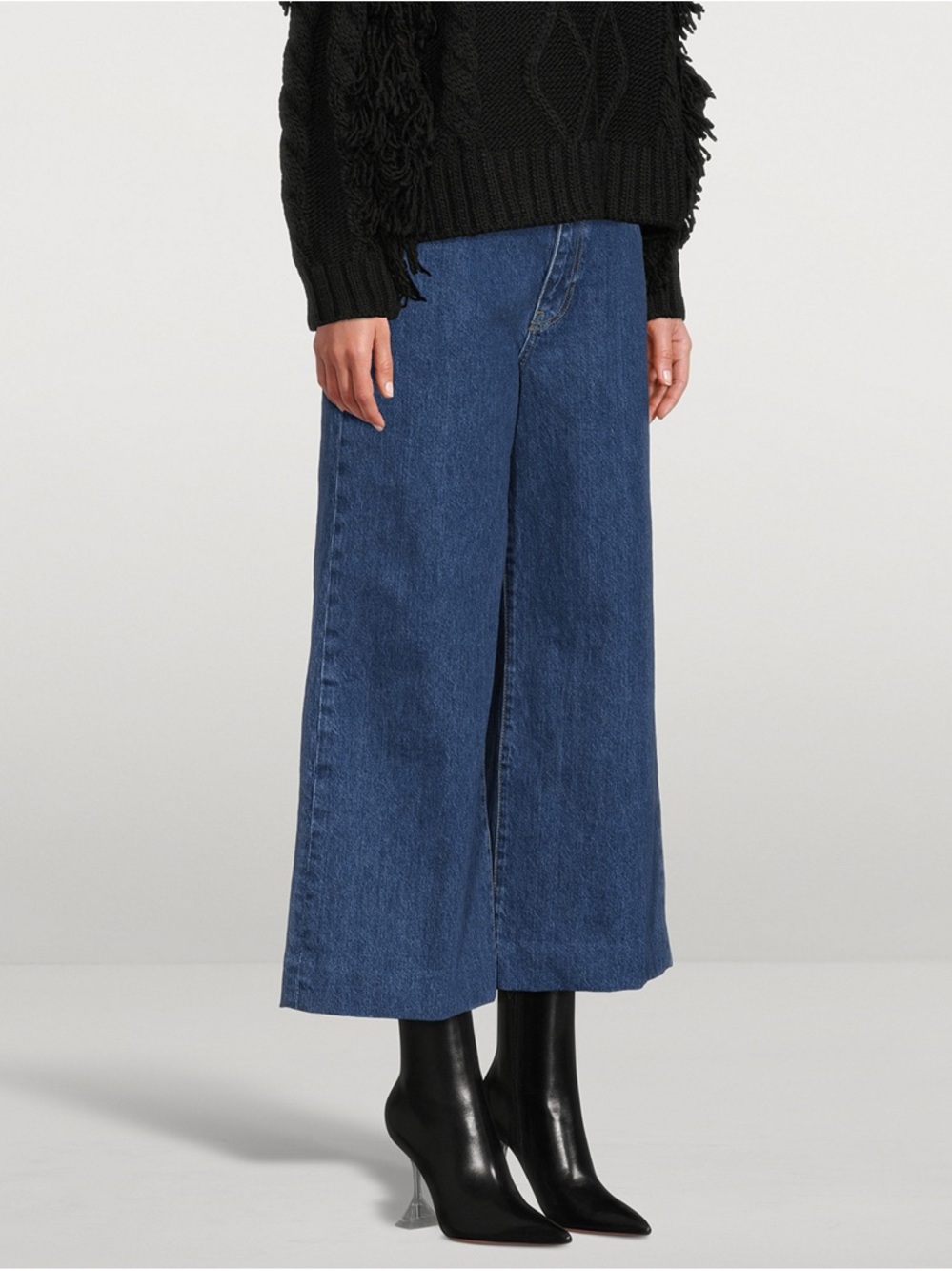 Frame Denim High-Rise Wide-Leg Cropped Jeans Nordic Wash Size 27 Casual Flare - Picture 11 of 12